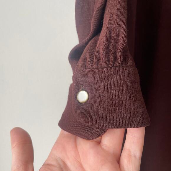 Manning Silver Vintage 70’s Long Sleeve Knee Length Dress in Brown SIZE 10 - Picture 3 of 8